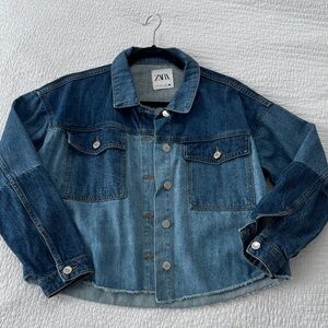 Zara Color Block Denim Jacket
